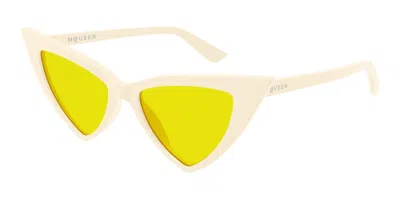 Alexander Mcqueen Am0518s 005 Occhiali Da Sole Bianchi Per Donna In White