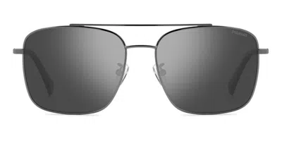Polaroid 56mm Polarized Rectangular Sunglasses In Gray