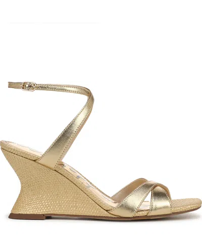 Sam Edelman Davi Ankle Strap Wedge Sandal In Gold