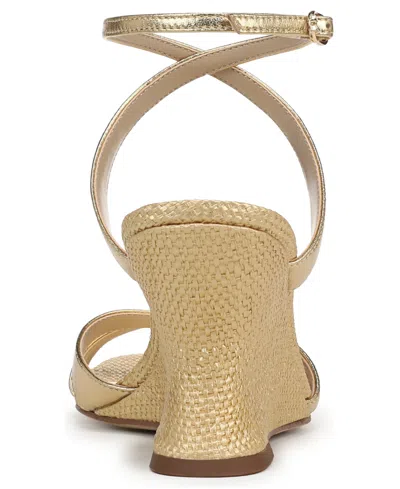 Sam Edelman Davi Ankle Strap Wedge Sandal In Gold