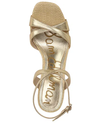 Sam Edelman Davi Ankle Strap Wedge Sandal In Gold