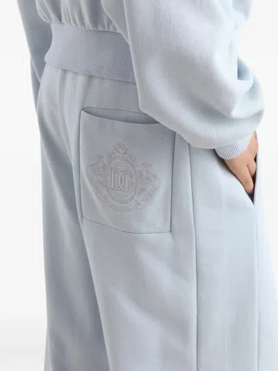 Dolce & Gabbana Drawstring Logo Track Pants In Blue