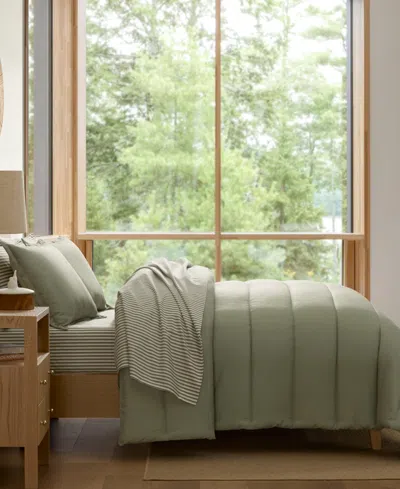 Eddie Bauer Connor Solid Channel Stitch 2-pc. Comforter Set, Twin/twin Xl In Green