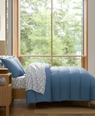 Eddie Bauer Connor Solid Channel Stitch 3-pc. Comforter Set, Full/queen In Blue