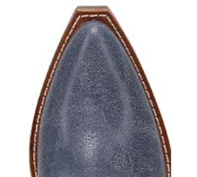 Frye And Co Womens Irlene Tall Deco Stitch Sculptural Heel Cowboy Boots In Blue