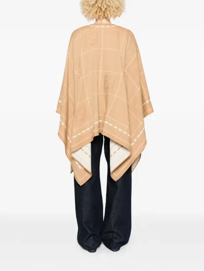 Fendi Draped Patterned Cape Jacket Collection In Neutral