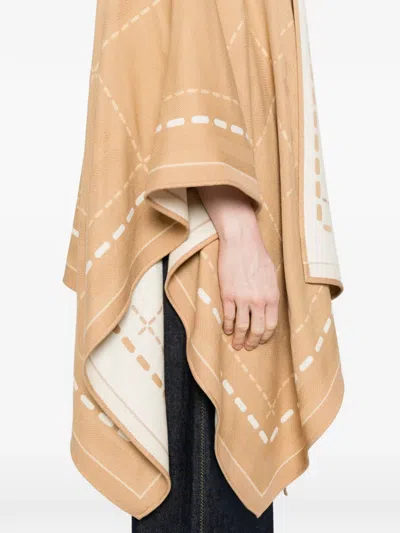 Fendi Draped Patterned Cape Jacket Collection In Neutral