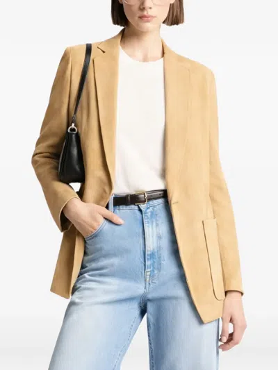 Fay Pocket Leather Blazer In Neutral