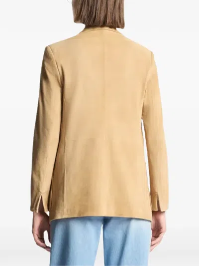 Fay Pocket Leather Blazer In Neutral