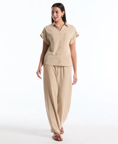 Rafaella Petite Drawstring Wide-leg Pants In Neutral