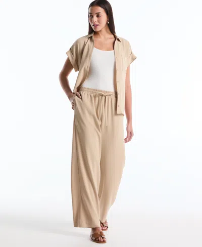 Rafaella Petite Drawstring Wide-leg Pants In Neutral