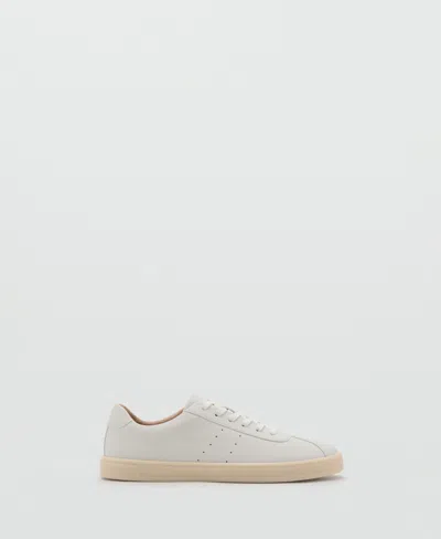 Mango Men's Leather Panel Sneakers In Neutral
