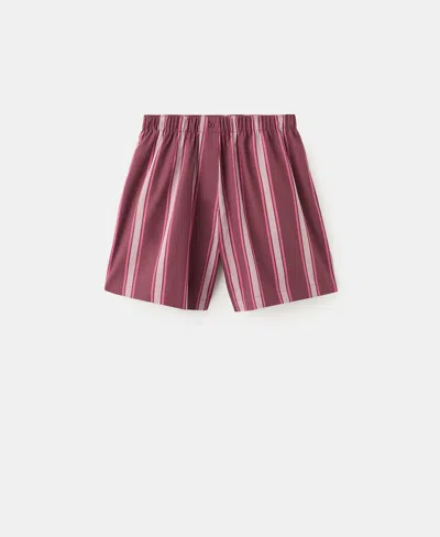 Mango Stripe Pajama Shorts In Burgundy