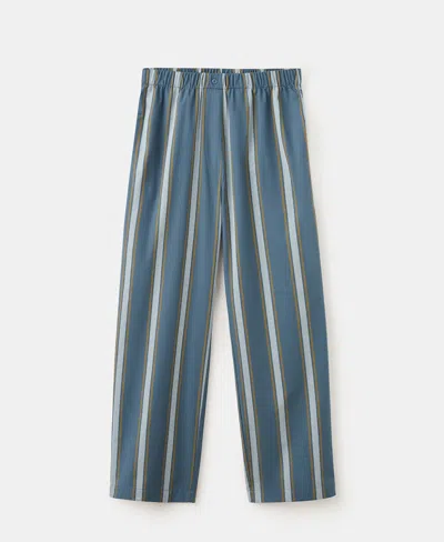 Mango Stripe Cotton Pajama Pants In Blue