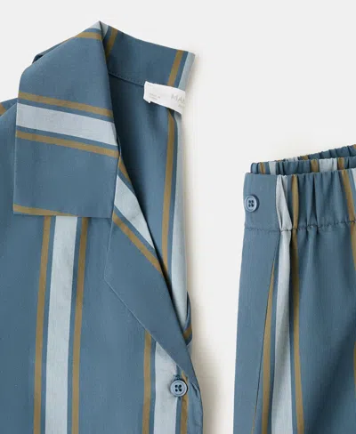 Mango Stripe Cotton Pajama Pants In Blue
