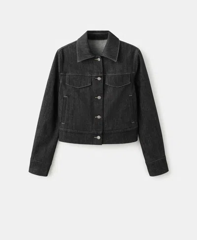Mango Fitted Denim Jacket In Black