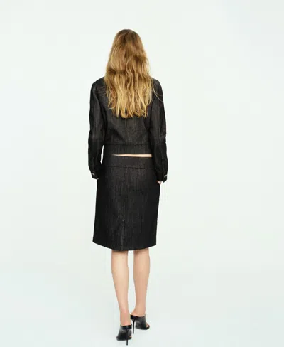 Mango Fitted Denim Jacket In Black