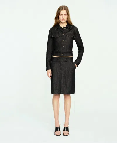 Mango Fitted Denim Jacket In Black