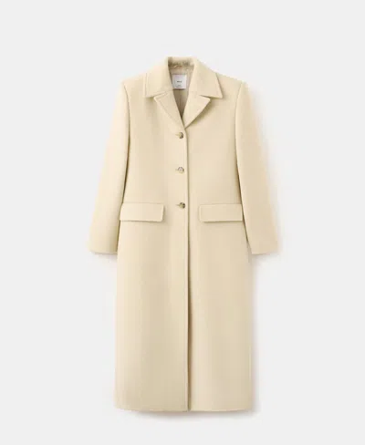 Mango Buttoned Wool Coat Vanilla In Neutral