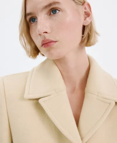 Mango Buttoned Wool Coat Vanilla In Neutral