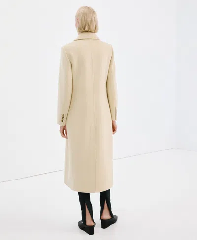 Mango Buttoned Wool Coat Vanilla In Neutral