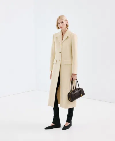 Mango Buttoned Wool Coat Vanilla In Neutral