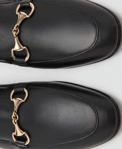 Mango Buckle Leather Loafer In Black