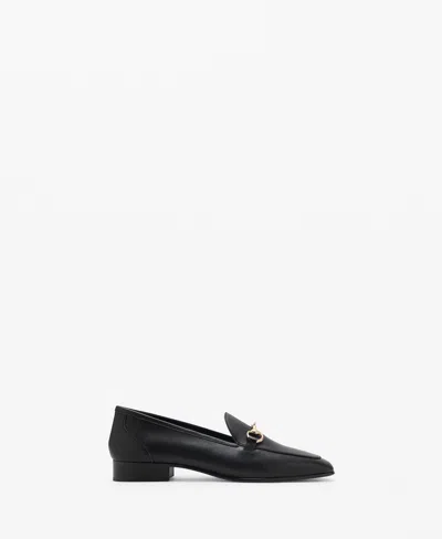 Mango Buckle Leather Loafer In Black