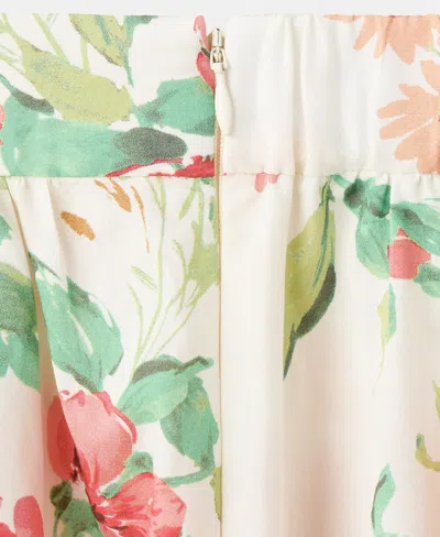 Mango Floral Midi Skirt In Burgundy
