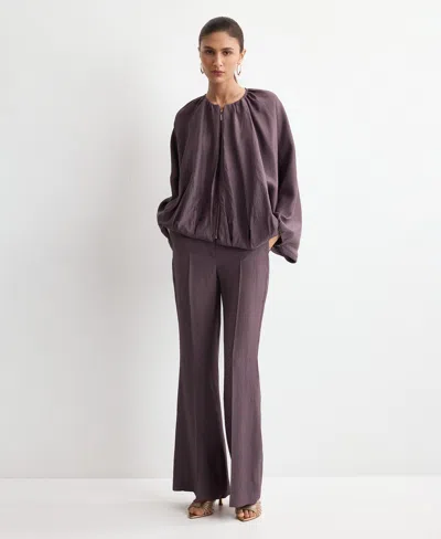 Mango Oversized Bomber Jacket Purple In Purple