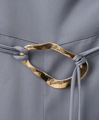Mango Asymmetrical Flared-sleeve Jumpsuit In Blue