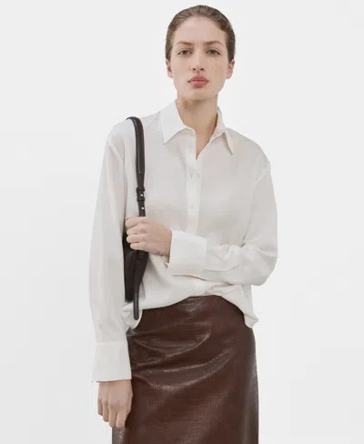 Mango Straight Button-up Shirt In White