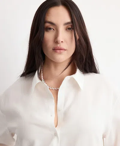 Mango Straight Button-up Shirt In White