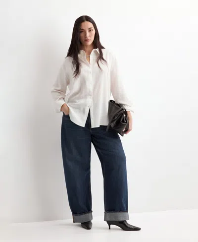 Mango Straight Button-up Shirt In White