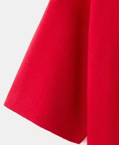 Mango Oversize Short Sleeve Sweater In Red