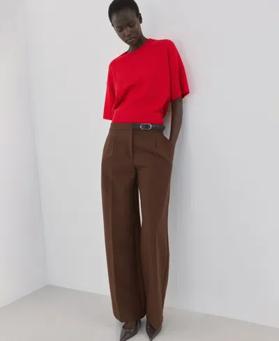 Mango Oversize Short Sleeve Sweater In Red