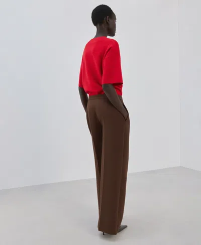 Mango Oversize Short Sleeve Sweater In Red