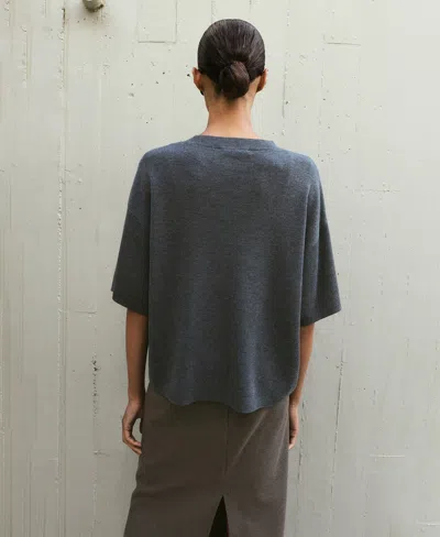 Mango Oversize Short Sleeve Sweater In Black