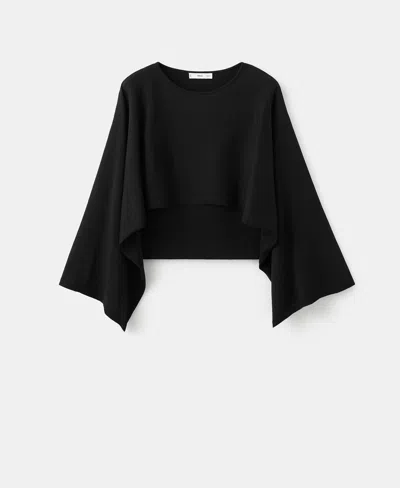 Mango High-low Knit Cape In Black