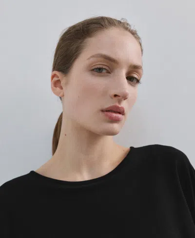 Mango High-low Knit Cape In Black