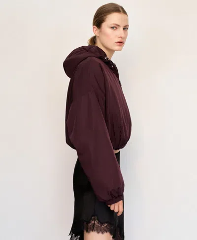 Mango Oversized Hooded Jacket In Purple