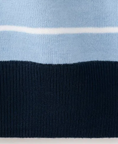 Mango Mixed Stripe Crewneck Sweater In Blue