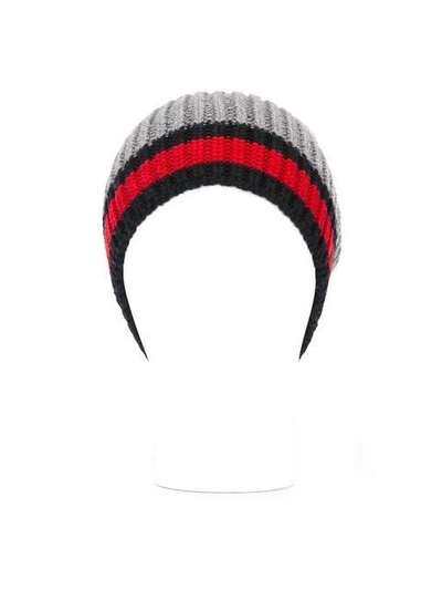 Shop Gucci Wed Trim Beanie In Grey