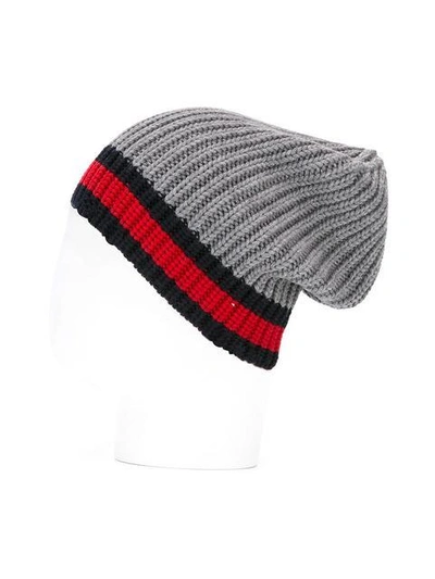 Shop Gucci Wed Trim Beanie In Grey