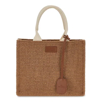 Paul & Shark Raffia And Leather Bag In Brown