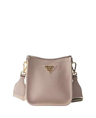Prada Mini Leather Shoulder Bag In White