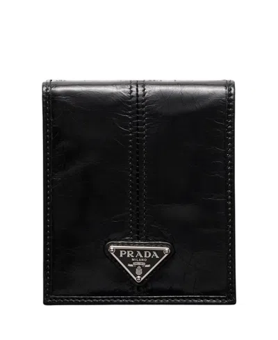 Prada Leather Wallet In Black