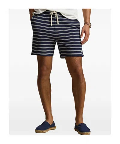 Polo Ralph Lauren Cotton Club Bar Stripe Textured Pull On Short In Blue