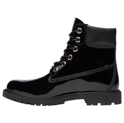 Timberland Glossy Leather Boots In Black