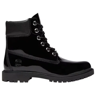 Timberland Glossy Leather Boots In Black